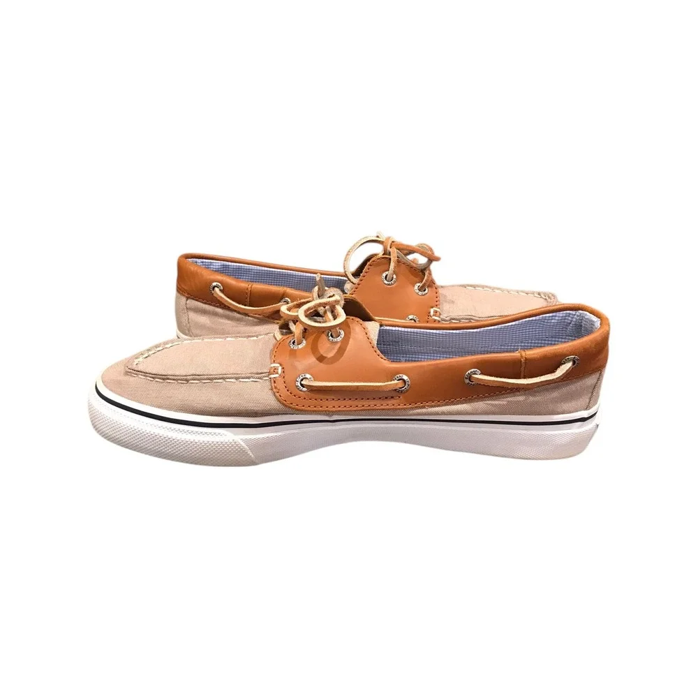 Sperry Top Sider Men's Tan‎ Canvas Boat Shoes Lace Up Casual Sneakers Size 12